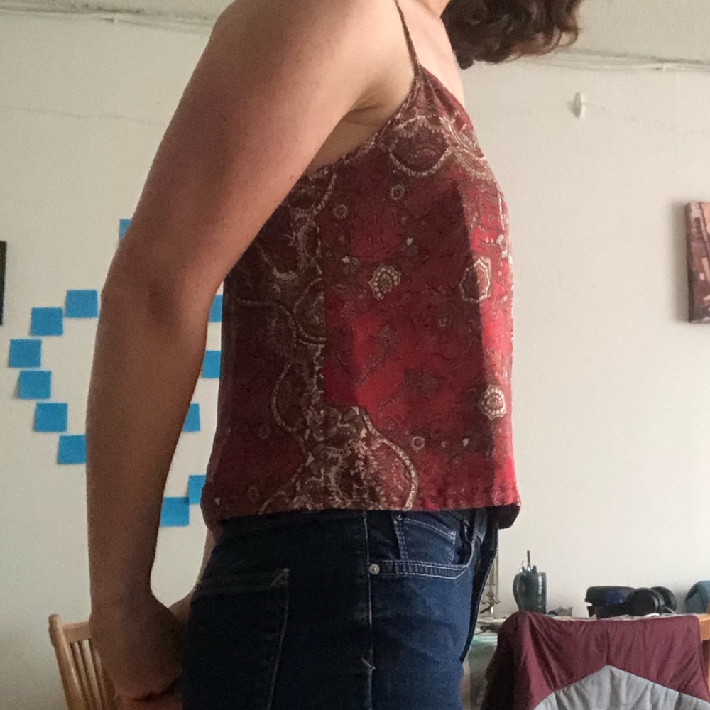 Red silk top